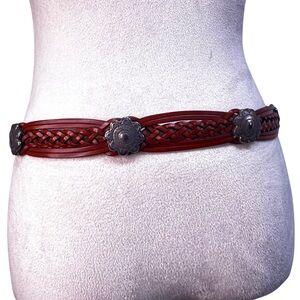 Y2K Lady Canterbury Braided Leather Belt Boho Western | Brown Medium